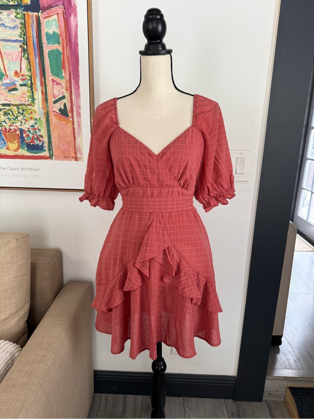 Alter’d State Pink Ruffle Mini Dress Large Romantic Cottagecore Dress